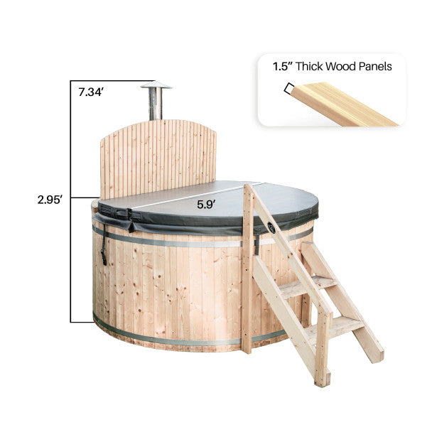 Aleko Wood-Fired Hot Tub and Ice Bath - 4-5 Person - Pine
