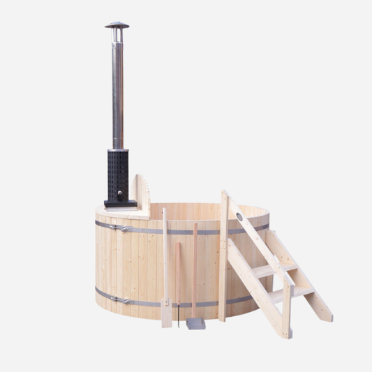 Aleko Wood-Fired Hot Tub and Ice Bath with Internal Stove 4-5 Person - Pine