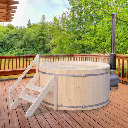 Aleko Wood-Fired Hot Tub and Ice Bath - 4-5 Person - Pine