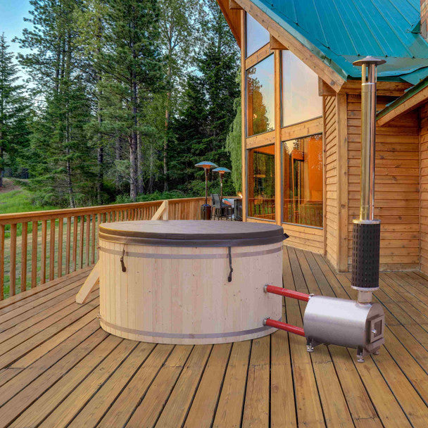 Aleko Wood-Fired Hot Tub and Ice Bath - 4-5 Person - Pine