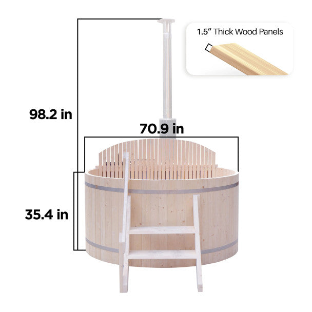Aleko Wood-Fired Hot Tub and Ice Bath with Internal Stove 4-5 Person - Pine