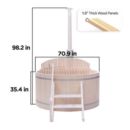 Aleko Wood-Fired Hot Tub and Ice Bath with Internal Stove 4-5 Person - Pine