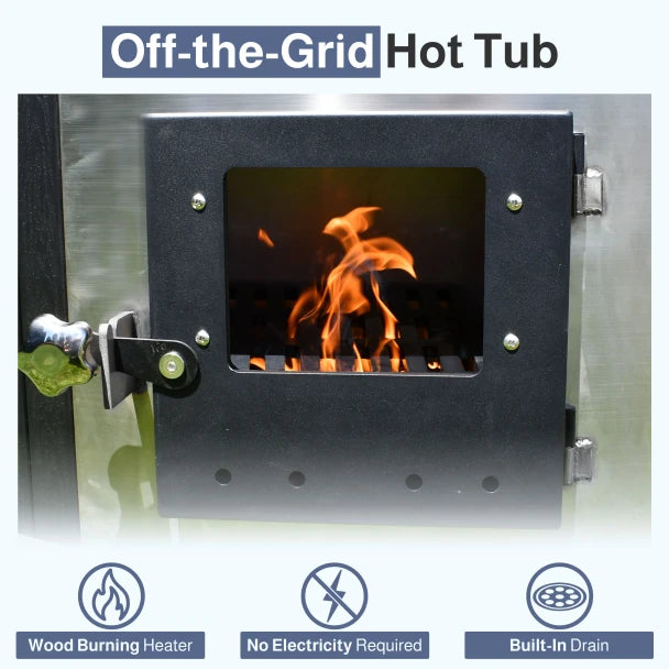 Aleko Stainless Steel Hot Tub & Cold Plunge Tub – Wood-Fired Heater – 1-3 People
