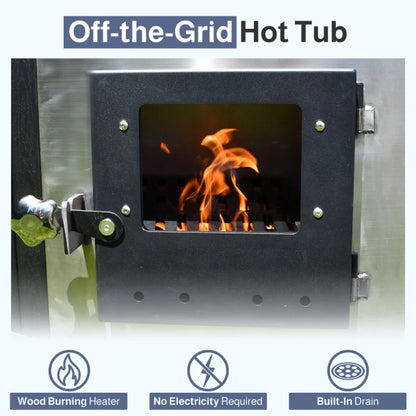 Aleko Stainless Steel Hot Tub & Cold Plunge Tub – Wood-Fired Heater – 1-3 People