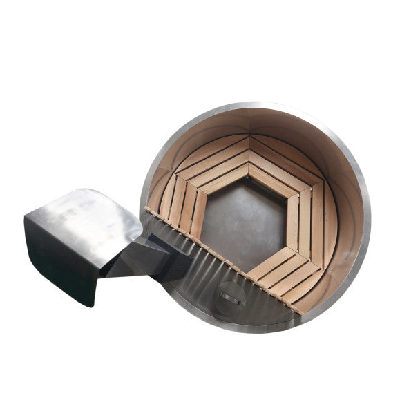 Aleko Stainless Steel Hot Tub & Cold Plunge Tub – Wood-Fired Heater – 3-5 People