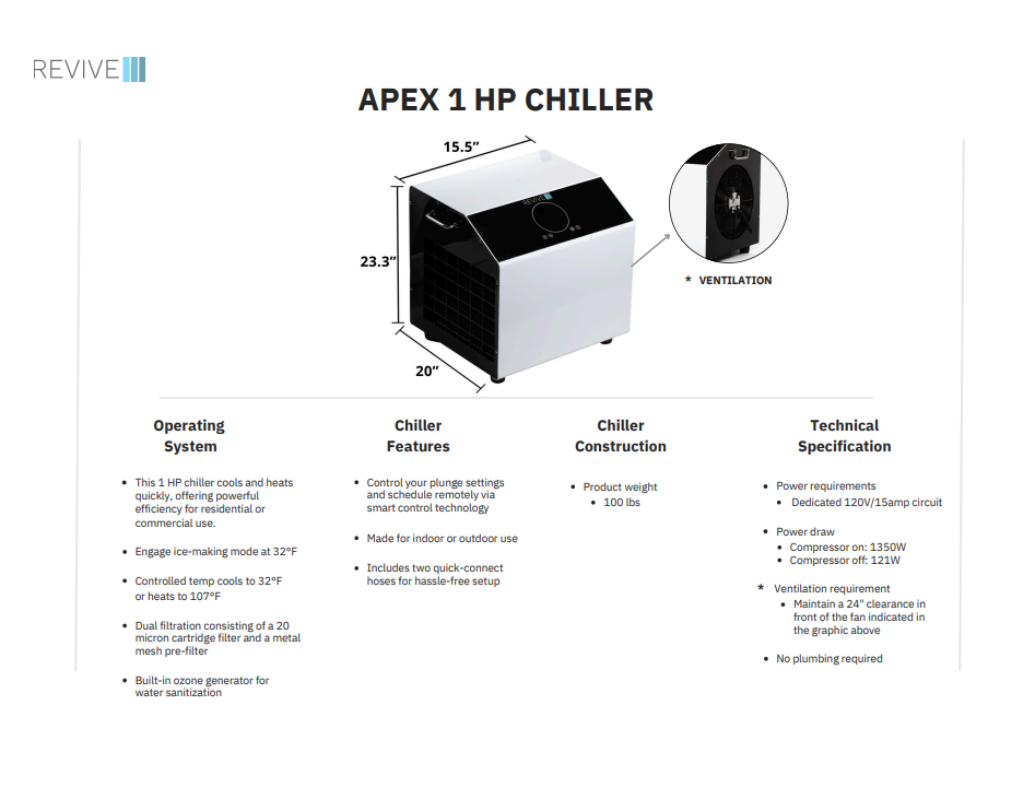 Revive Apex 1hp Chiller